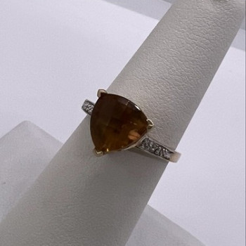 925 Sterling Silver Gold Plated CZ Ring Size 6.5