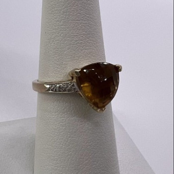 925 Sterling Silver Gold Plated CZ Ring Size 6.5