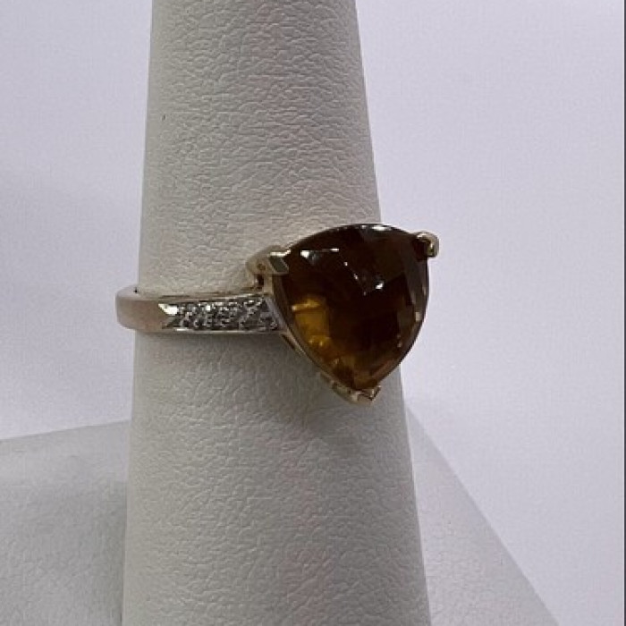 925 Sterling Silver Gold Plated CZ Ring Size 6.5