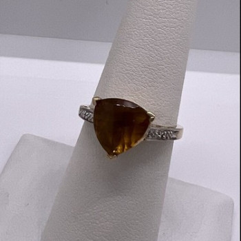 925 Sterling Silver Gold Plated CZ Ring Size 6.5