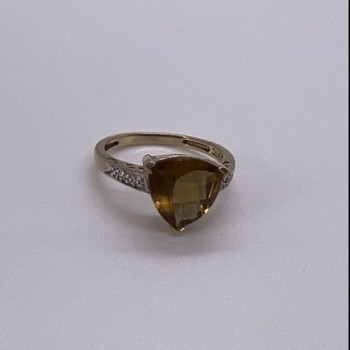 925 Sterling Silver Gold Plated CZ Ring Size 6.5