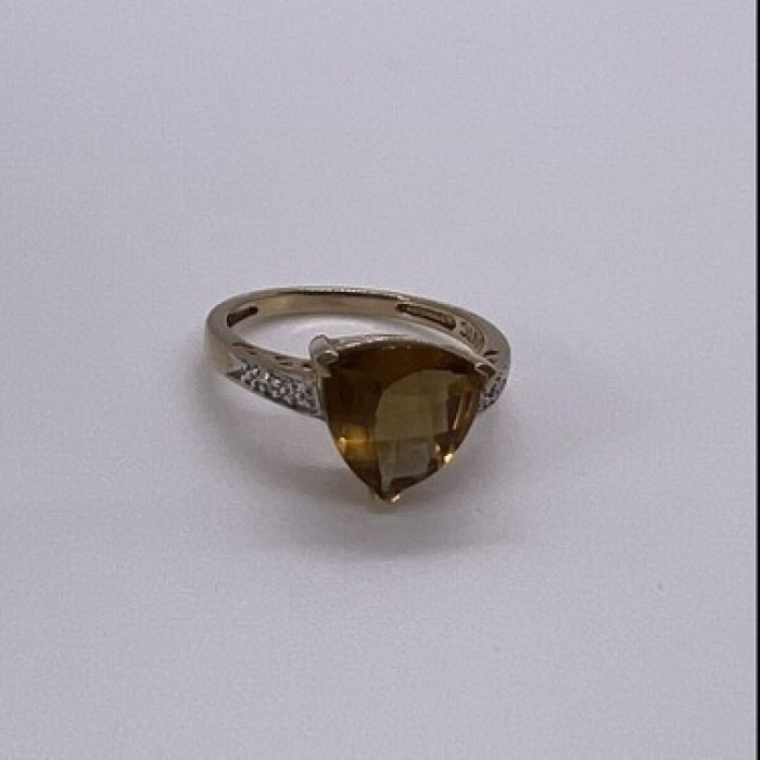 925 Sterling Silver Gold Plated CZ Ring Size 6.5