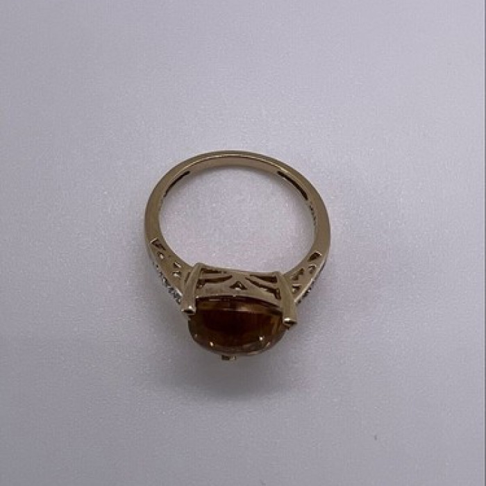 925 Sterling Silver Gold Plated CZ Ring Size 6.5