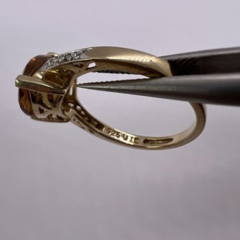 925 Sterling Silver Gold Plated CZ Ring Size 6.5