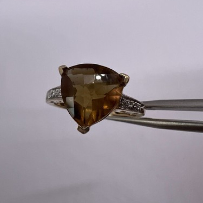 925 Sterling Silver Gold Plated CZ Ring Size 6.5