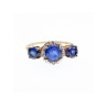 10K YELLOW GOLD LONDON BLUE TOPAZ & DIAMONDS RING SIZE 6.5