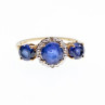 10K Yellow Gold London Blue Topaz & Diamonds Ring Size 6.5
