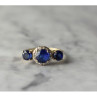 10K Yellow Gold London Blue Topaz & Diamonds Ring Size 6.5