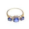 10K Yellow Gold London Blue Topaz & Diamonds Ring Size 6.5