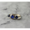 10K Yellow Gold London Blue Topaz & Diamonds Ring Size 6.5