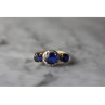 10K YELLOW GOLD LONDON BLUE TOPAZ & DIAMONDS RING SIZE 6.5