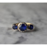 10K Yellow Gold London Blue Topaz & Diamonds Ring Size 6.5
