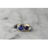 10K YELLOW GOLD LONDON BLUE TOPAZ & DIAMONDS RING SIZE 6.5