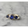 10K Yellow Gold London Blue Topaz & Diamonds Ring Size 6.5