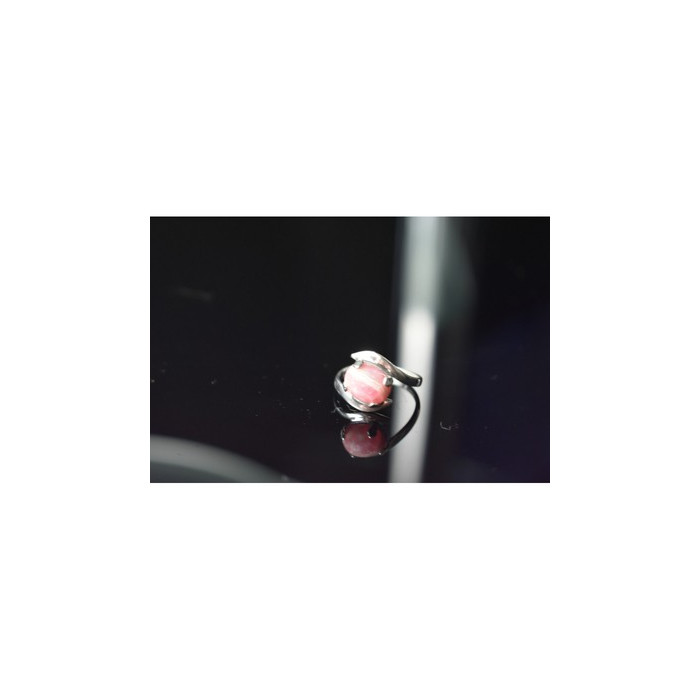 925 Sterling Silver Pink Agate Ring Size 6.5
