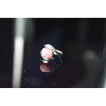925 Sterling Silver Pink Agate Ring Size 6.5