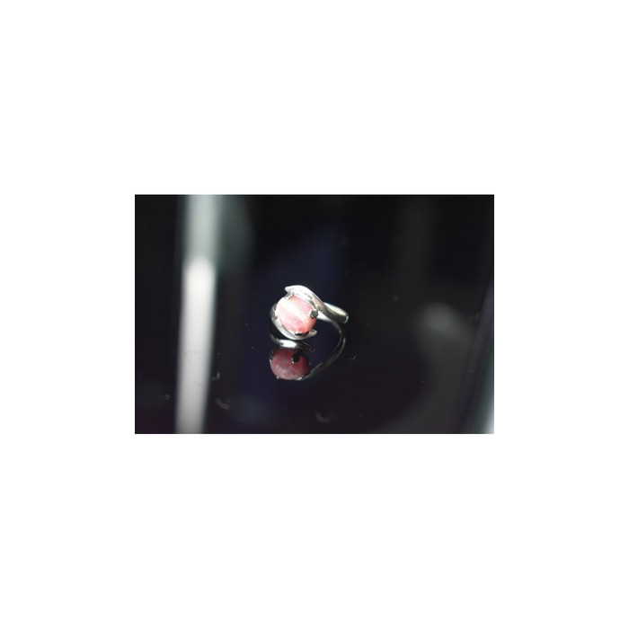 925 Sterling Silver Pink Agate Ring Size 6.5