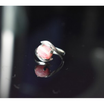 925 Sterling Silver Pink Agate Ring Size 6.5
