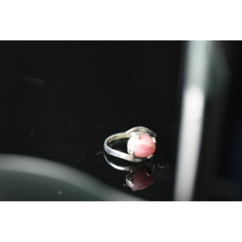 925 Sterling Silver Pink Agate Ring Size 6.5