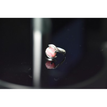 925 Sterling Silver Pink Agate Ring Size 6.5