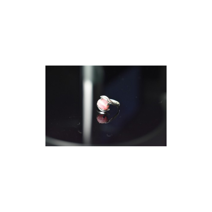 925 Sterling Silver Pink Agate Ring Size 6.5