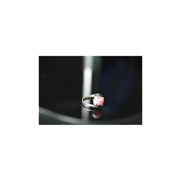 925 Sterling Silver Pink Agate Ring Size 6.5