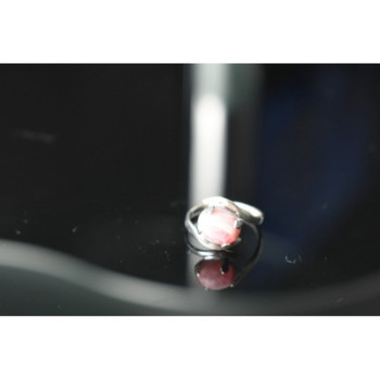 925 Sterling Silver Pink Agate Ring Size 6.5