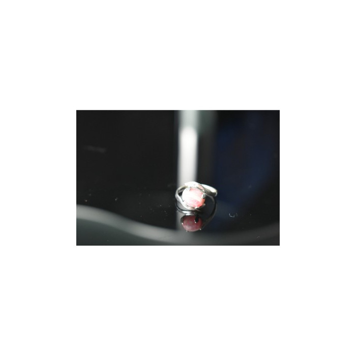 925 Sterling Silver Pink Agate Ring Size 6.5