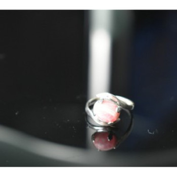 925 Sterling Silver Pink Agate Ring Size 6.5