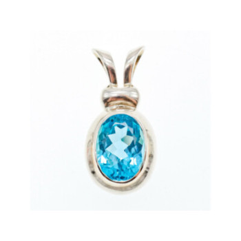 925 STERLING SILVER BLUE TOPAZ PENDANT