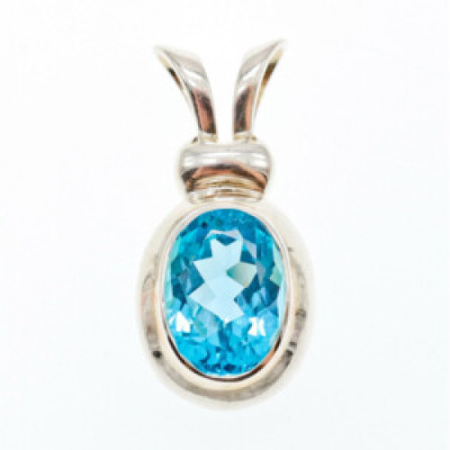 925 Sterling Silver Blue Topaz Pendant