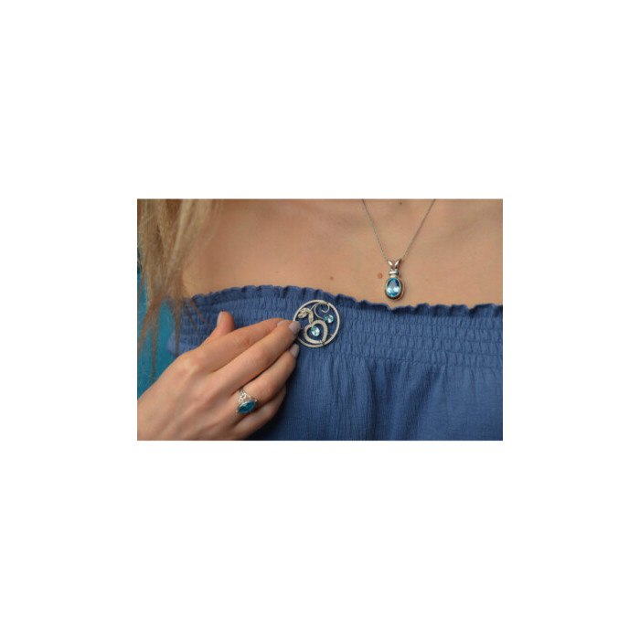 925 STERLING SILVER BLUE TOPAZ PENDANT