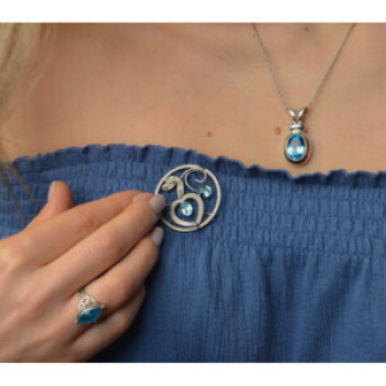 925 Sterling Silver Blue Topaz Pendant