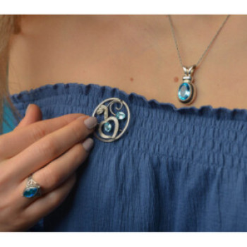 925 Sterling Silver Blue Topaz Pendant