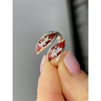 925 Sterling Siamese Silver Enamel Ring Size 5.5 (Adjustable)