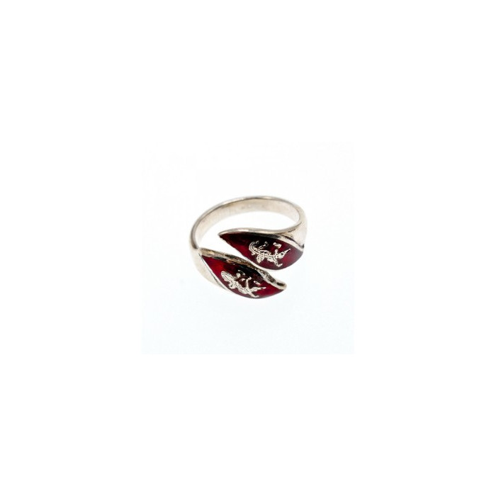 925 Sterling Siamese Silver Enamel Ring Size 5.5 (adjustable)