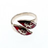925 Sterling Siamese Silver Enamel Ring Size 5.5 (Adjustable)
