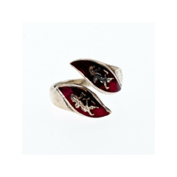 925 Sterling Siamese Silver Enamel Ring Size 5.5 (adjustable)