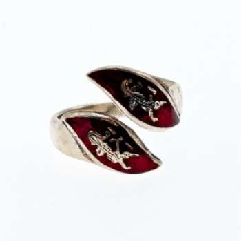 925 Sterling Siamese Silver Enamel Ring Size 5.5 (Adjustable)