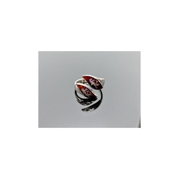 925 Sterling Siamese Silver Enamel Ring Size 5.5 (adjustable)
