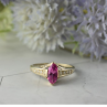 925 Sterling Silver Pink Spinel & CZ Ring Size 11