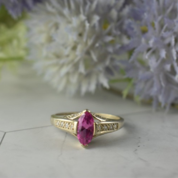 925 Sterling Silver Pink Spinel & CZ Ring Size 11