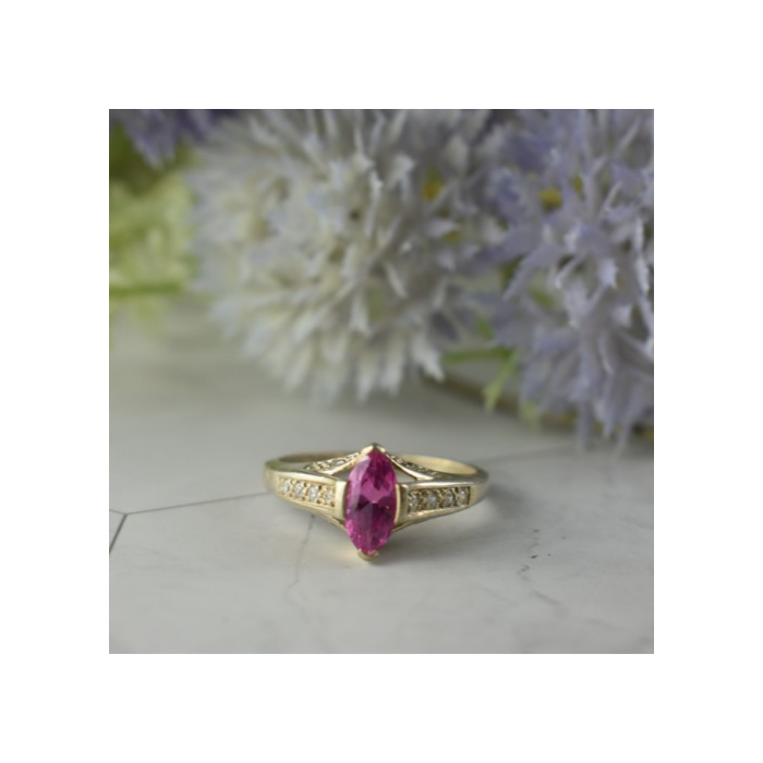925 Sterling Silver Pink Spinel & CZ Ring Size 11