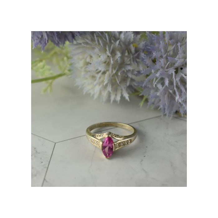 925 Sterling Silver Pink Spinel & CZ Ring Size 11