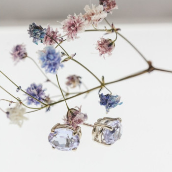 925 Sterling Silver Iolite Stud Earrings