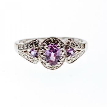 925 Sterling Silver Tourmalines Ring Size 8