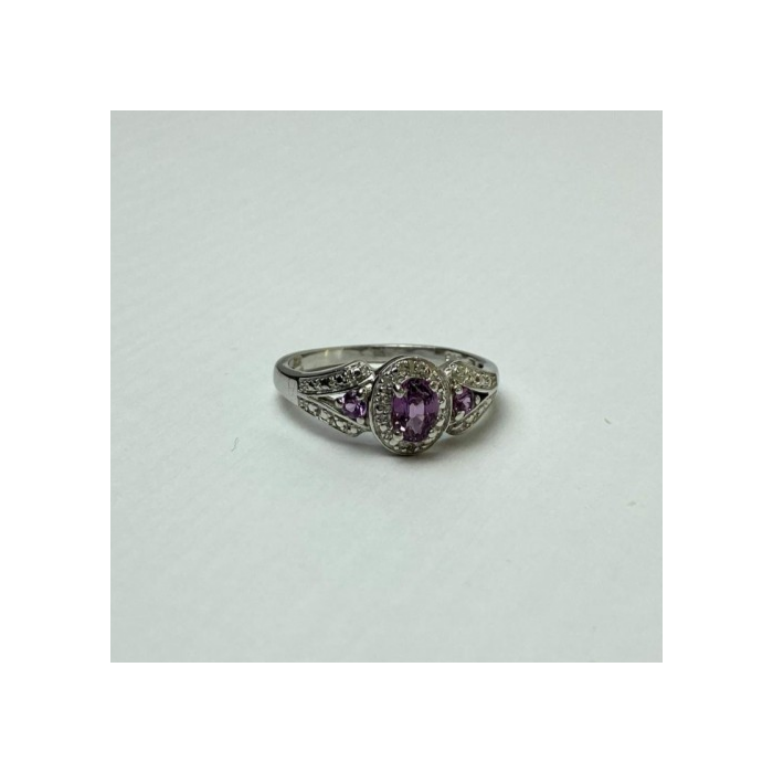 925 Sterling Silver Tourmalines Ring Size 8