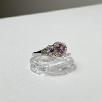 925 Sterling Silver Tourmalines Ring Size 8