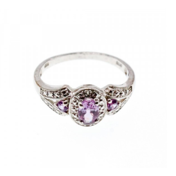 925 Sterling Silver Tourmalines Ring Size 8