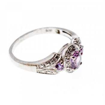925 Sterling Silver Tourmalines Ring Size 8